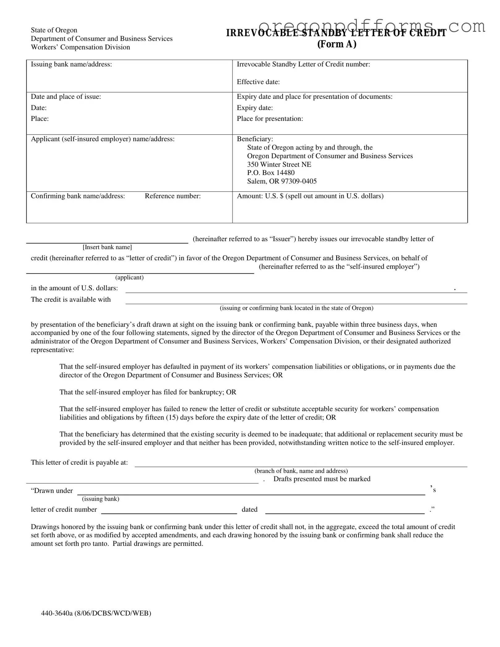 Free 440 3640A Oregon Form