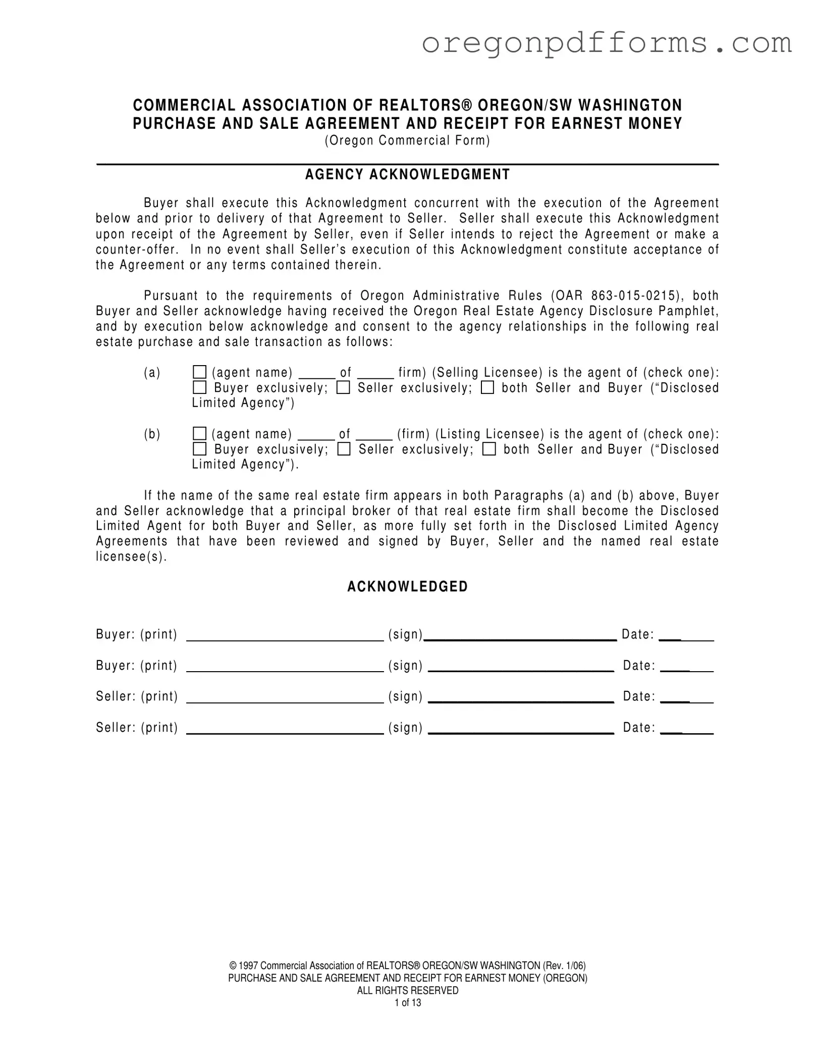 Free Money Agreement Oregon Form
