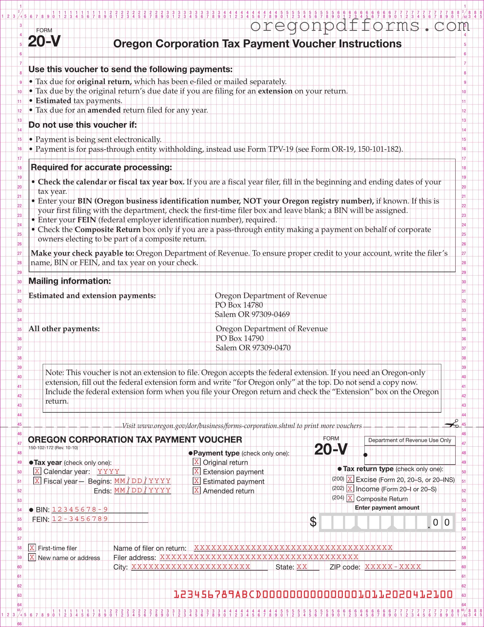 Free Oregon 20 V Form