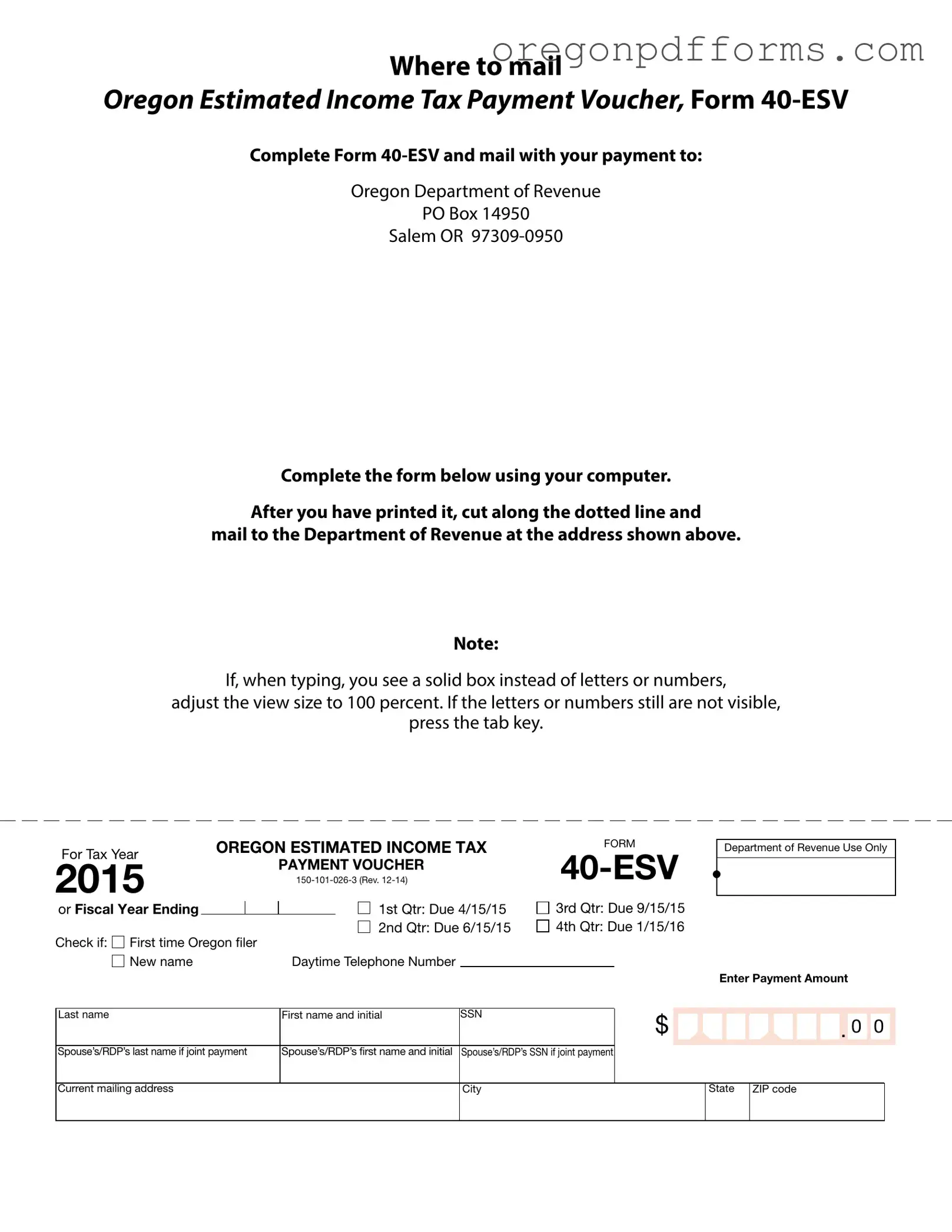 Free Oregon 40 Esv Form
