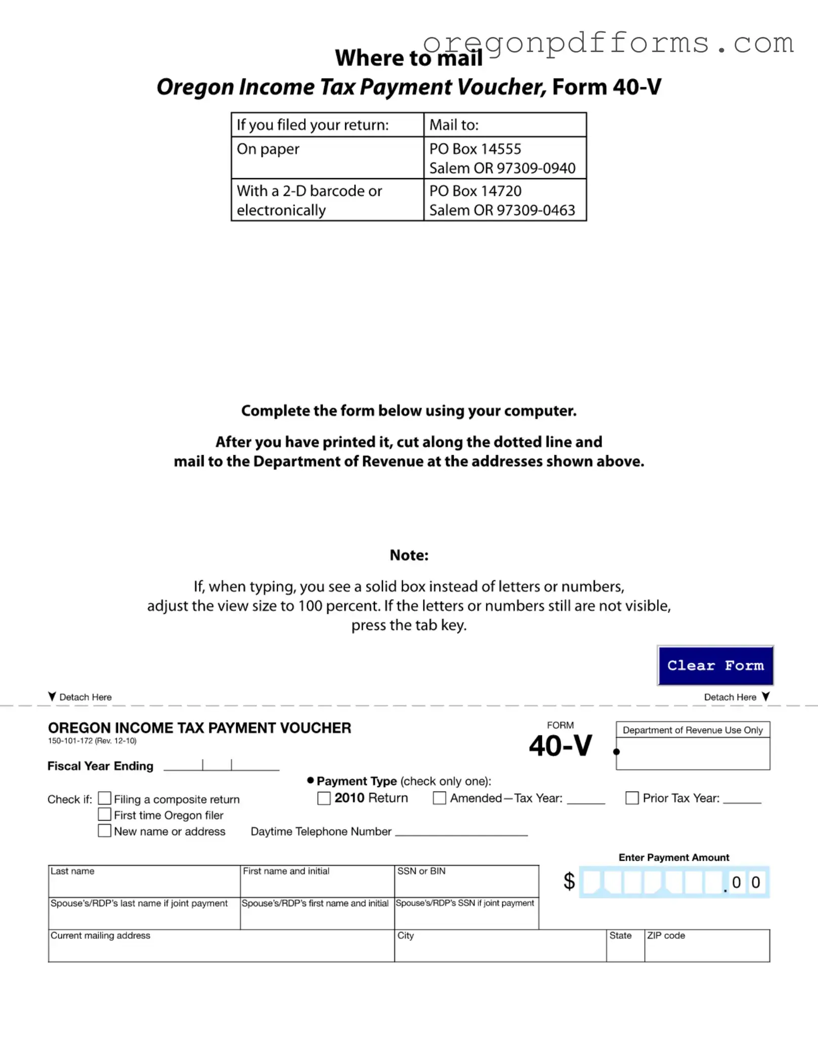 Free Oregon 40V Form