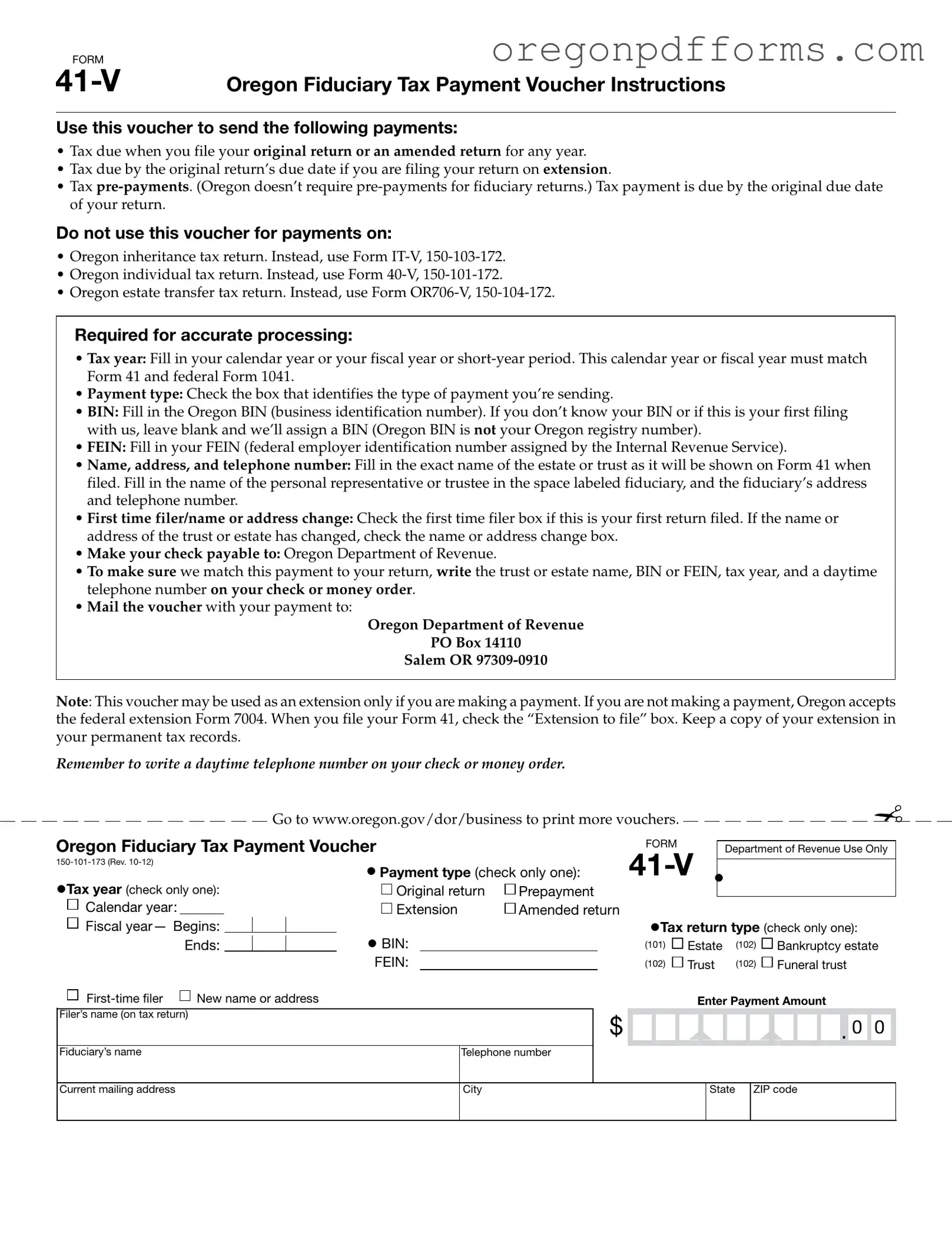 Free Oregon 41 V Form