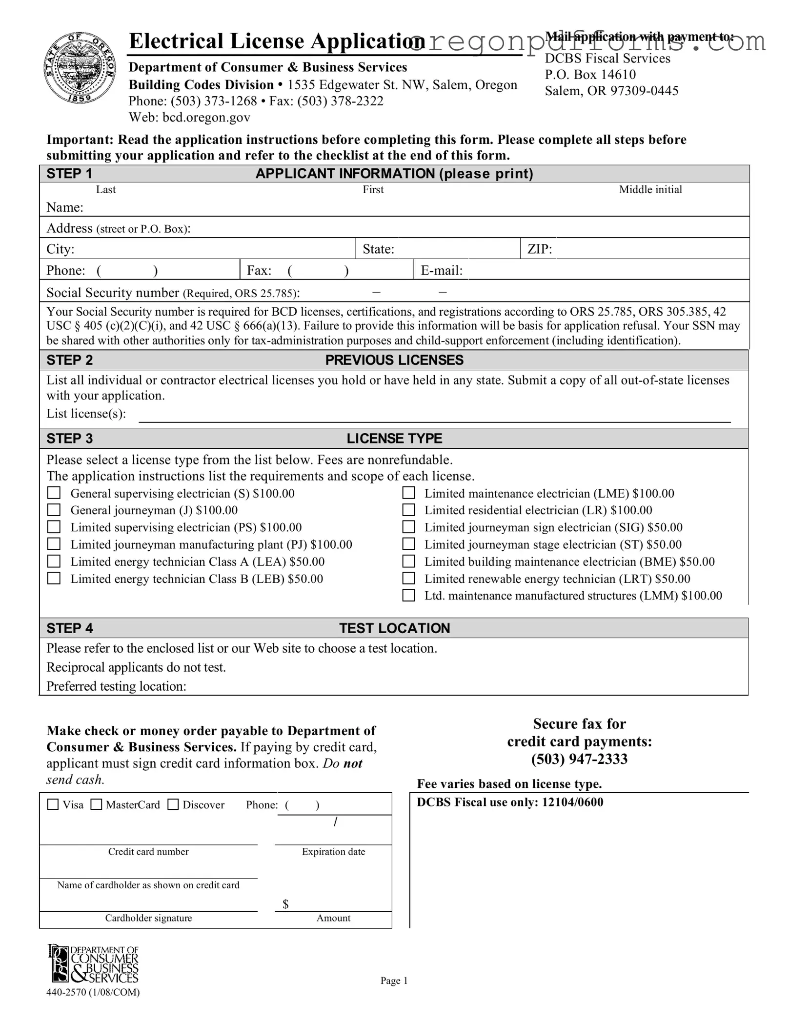 Free Oregon 440 2570 Form