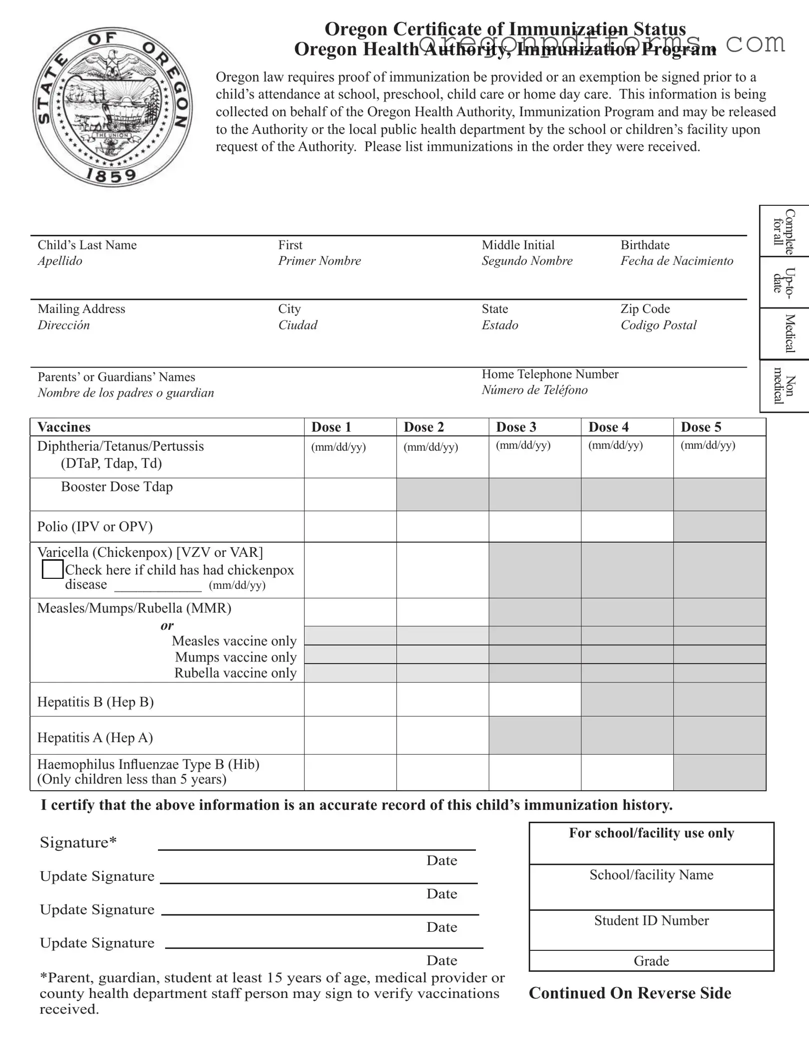 Free Oregon 53 05A Form
