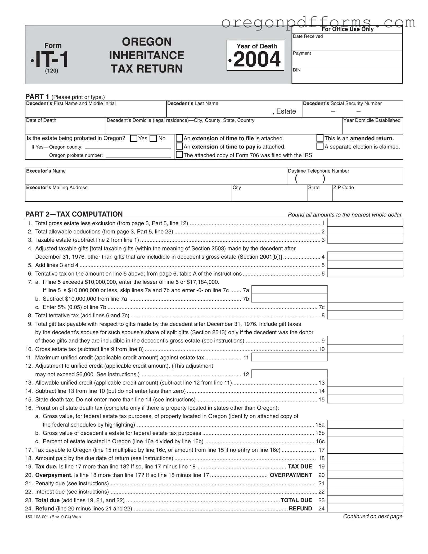 Free Oregon It 1 Form