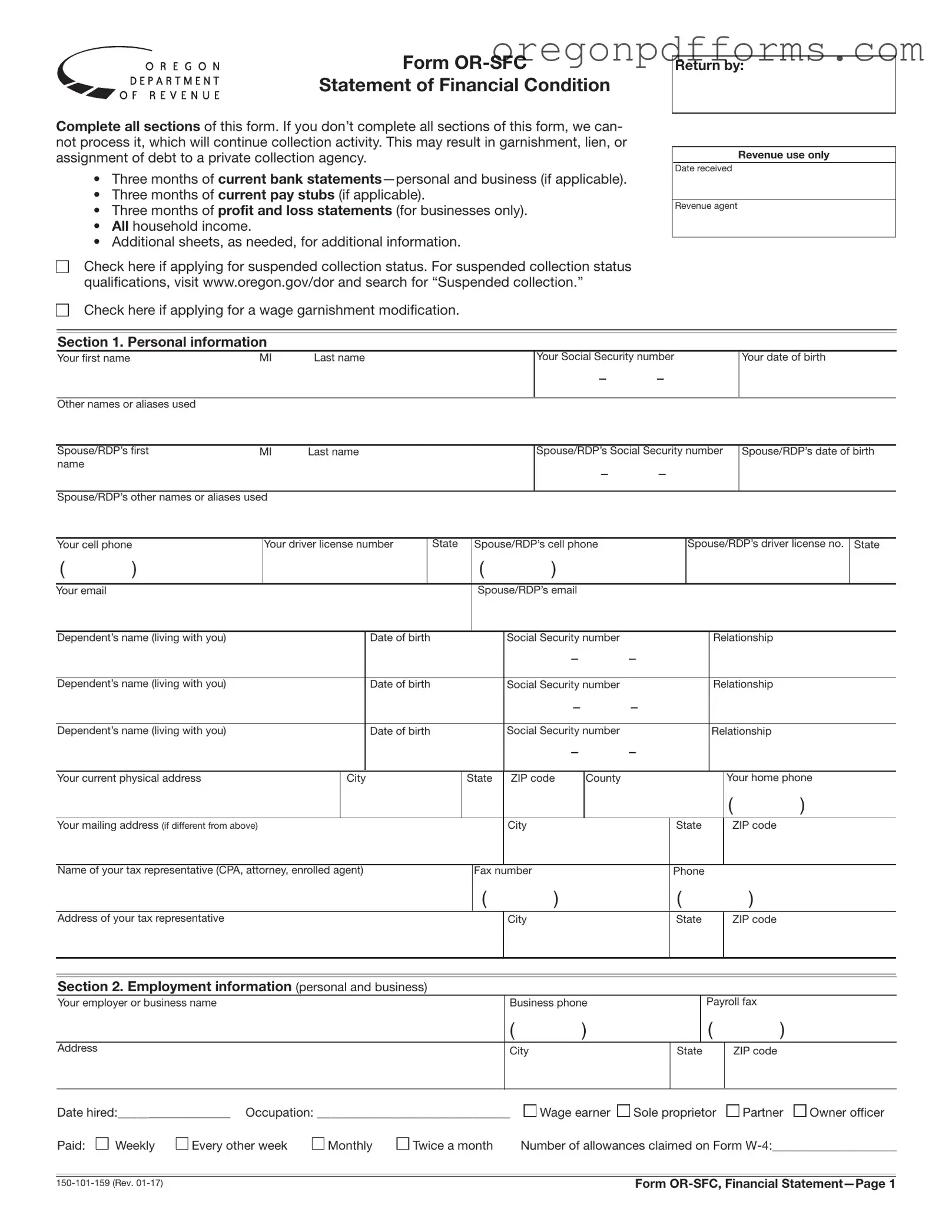 Free Oregon Statement Form