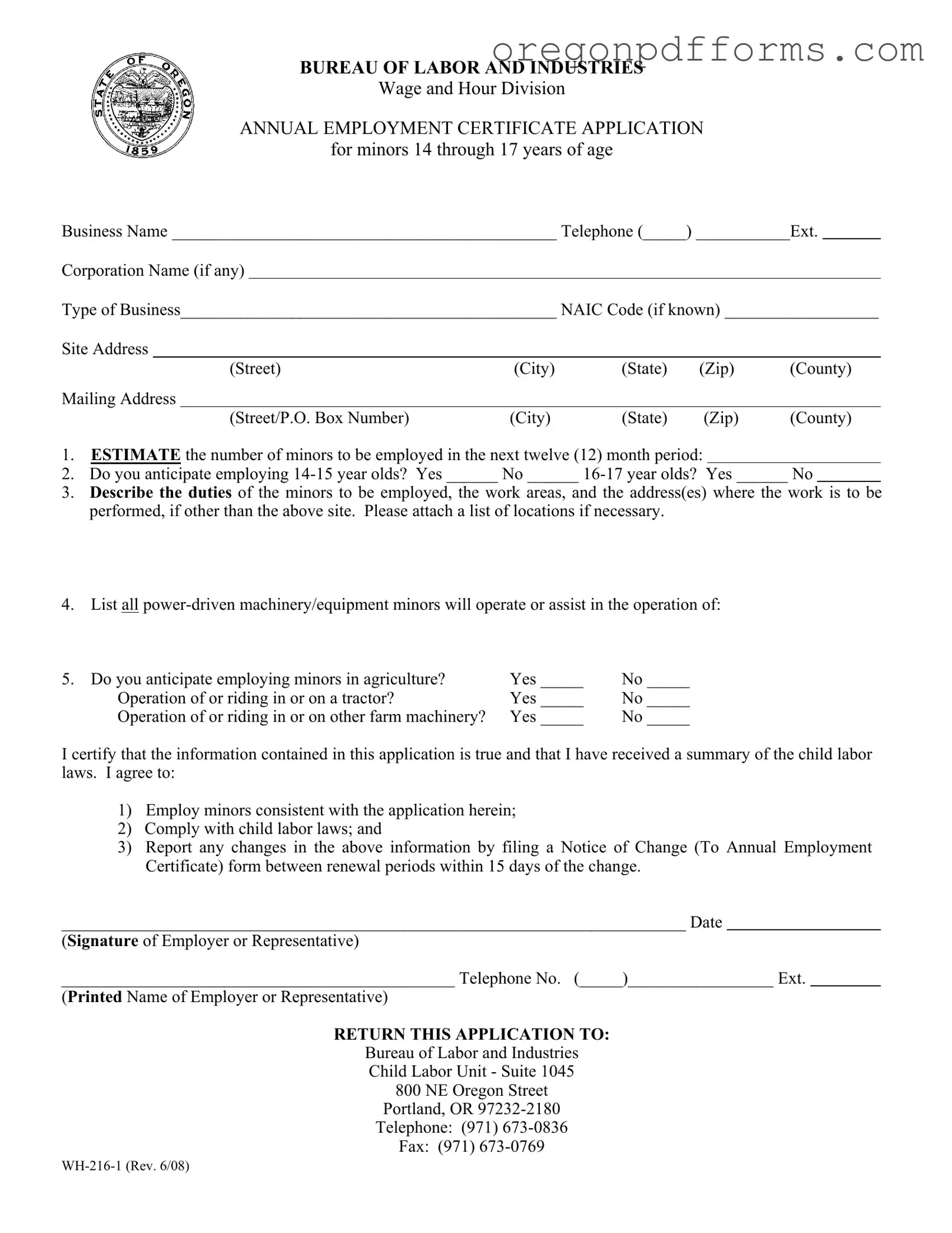 Free Oregon Wh 216 1 Form