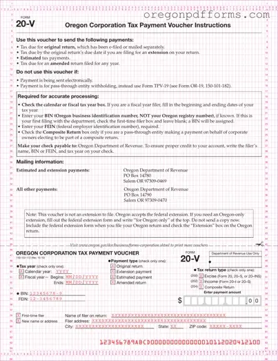 Free Oregon 20 V Form