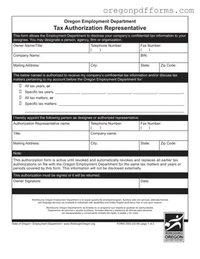Free Oregon 2553 Form