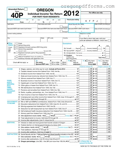 Free Oregon 40P Form