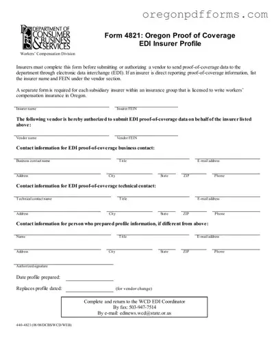 Free Oregon 4821 Form