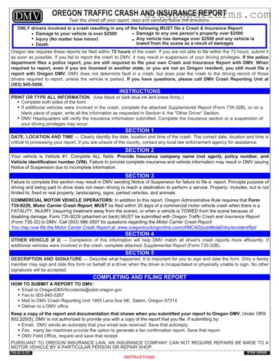 Free Oregon Dmv Accident Report Form