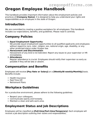 Valid  Employee Handbook Document for Oregon