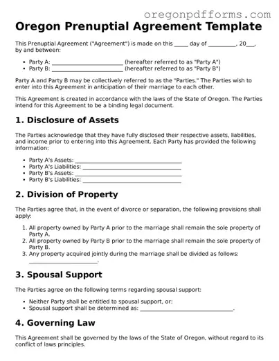 Valid  Prenuptial Agreement Document for Oregon