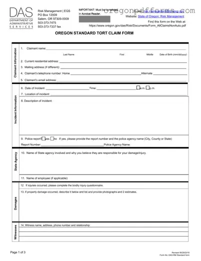 Free Oregon Tort Claim Form