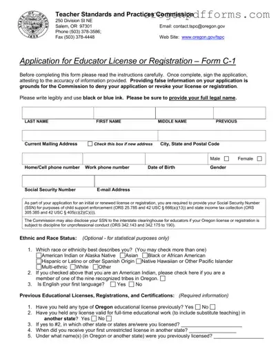 Free Oregon Tspc C 1 Form