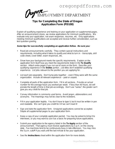 Free State Of Oregon Jobs Form