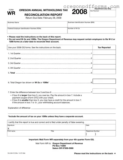 Free Wr Oregon Form
